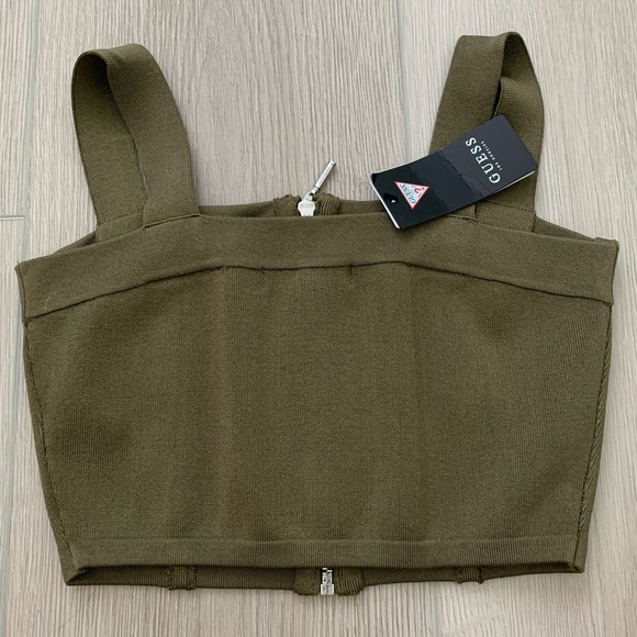 Guess Cropped Zipper Bandage Top - Olive Green - Picture 3 of 3